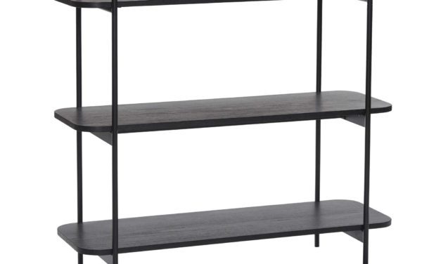H&Uuml;BSCH reol – sort træ/metal, m. 3 hylder