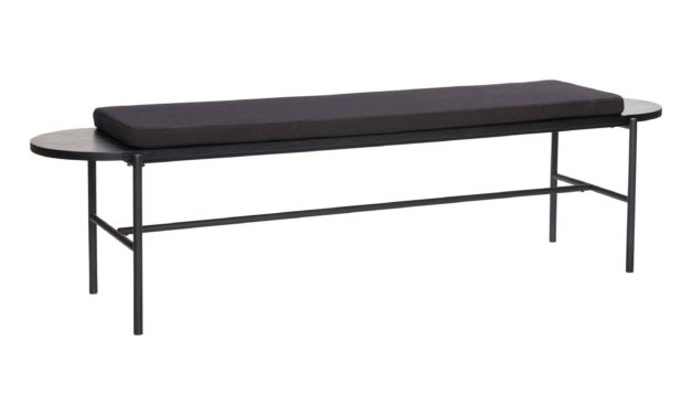 H&Uuml;BSCH bænk – sort træ/metal, m. hynde