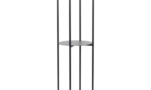 H&Uuml;BSCH reol – sort metal, m. 3 hylder, rund (Ø44)