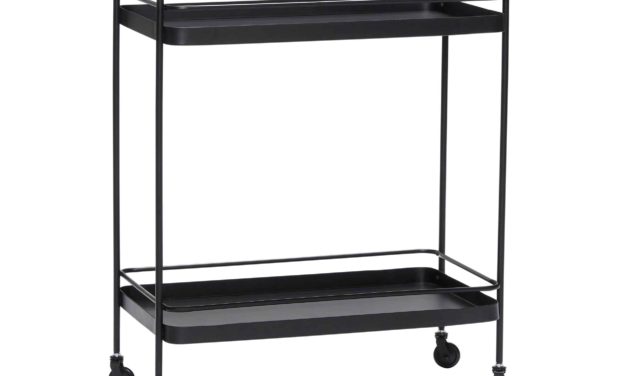 H&Uuml;BSCH rullebord – sort metal, 2 hylder og 4 hjul