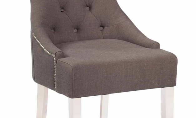 Stella spisebordsstol – Gråt/brunt stof, m. hvide ben