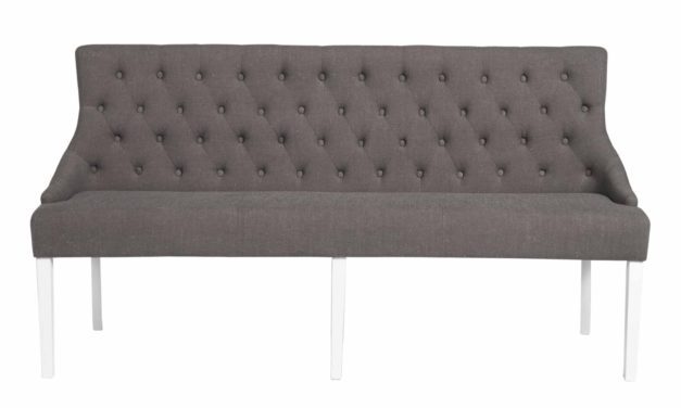 Stella spisebordssbænk – Gråt stof, vintage træben