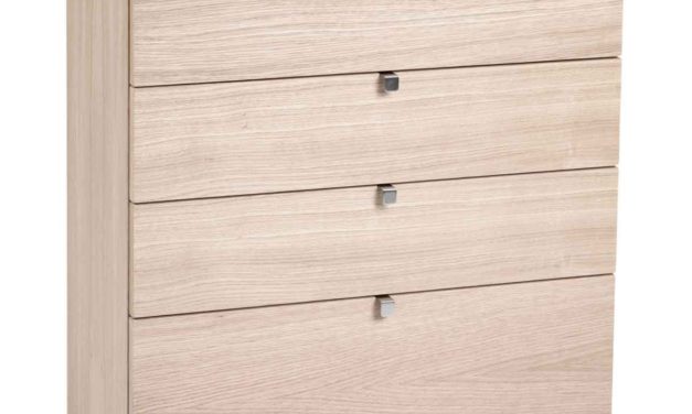Confetti kommode – hvidpigmenteret eg, bred m. 4 skuffer