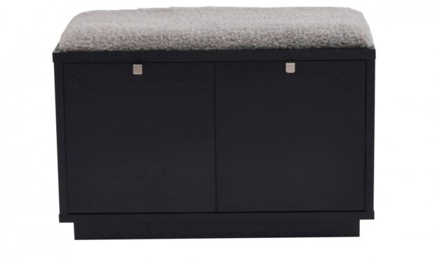 Confetti bænk – sort eg/grå hynde, m. 2 skuffer