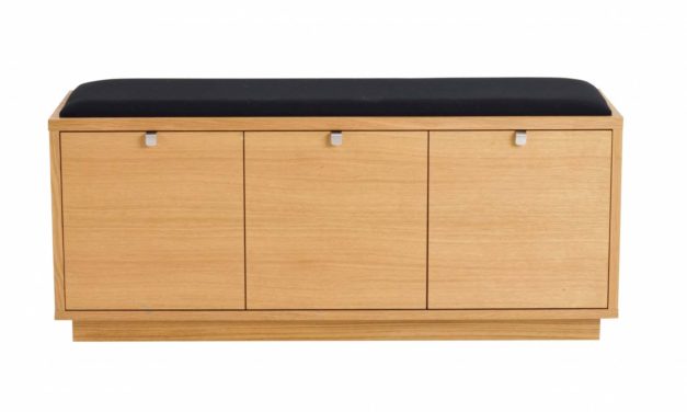 Confetti bænk – olieret eg/sort stofhynde, m. 3 skuffer