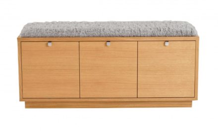 Confetti bænk – olieret eg/grå hynde, m. 3 skuffer