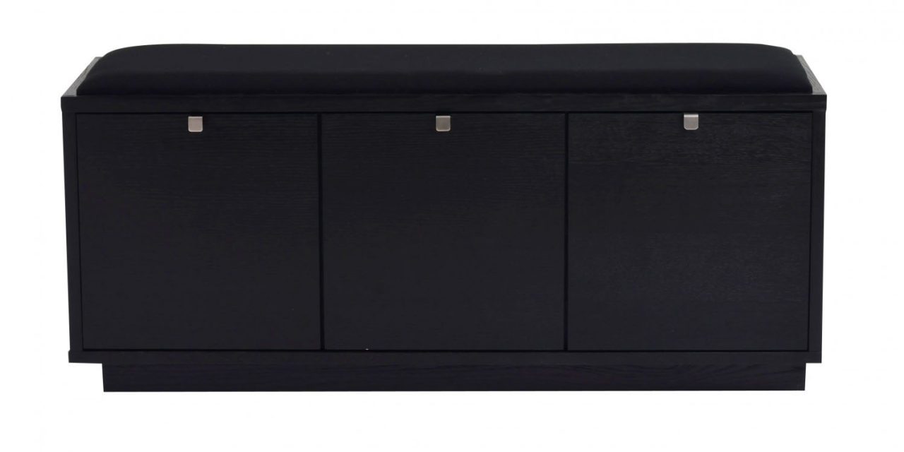 Confetti bænk – sort eg/sort stofhynde, m. 3 skuffer