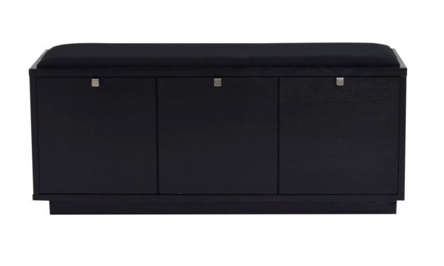 Confetti bænk – sort eg/sort stofhynde, m. 3 skuffer