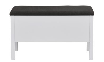 Confetti bænk – mørkegråt stof og hvidt birk, m. opbevaring