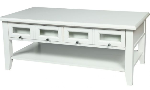 Koster sofabord – hvid m. 2 skuffer (120×65)