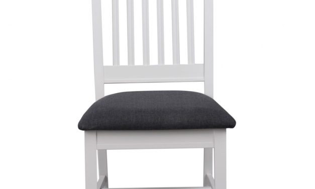 Koster spisebordsstol – hvidt træ/gråt stof