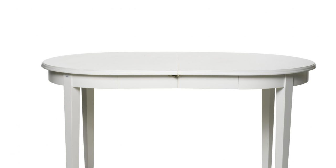 Koster spisebord – hvid, oval inkl. 2 tillægsplader