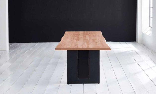 Concept 4 You Plankebord – Barkkant Eg med Steven ben, m. udtræk 6 cm 200 x 100 cm 03 = white wash