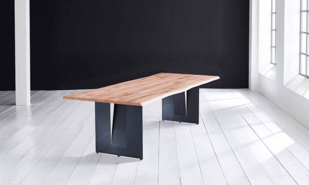 Concept 4 You Plankebord – Barkkant Eg med Steven ben, m. udtræk 3 cm 260 x 100 cm 03 = white wash