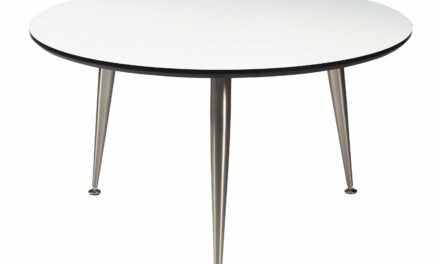 Strike sofabord – Hvidt træ, stål stel, rundt (Ø:85)