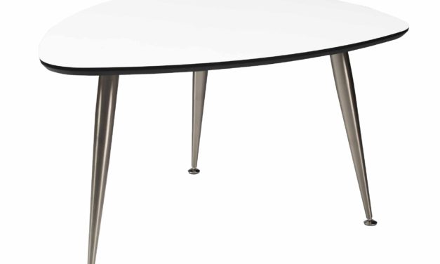 Strike sofabord – Hvidt træ, stål stel, trekantet