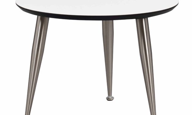 Strike sofabord – Hvidt træ, stål stel, rundt (Ø:56)