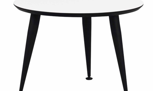 Strike sofabord – Hvidt træ, sort stål stel, rundt (Ø:56)