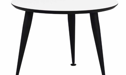 Strike sofabord – Hvidt træ, sort stål stel, rundt (Ø:56)