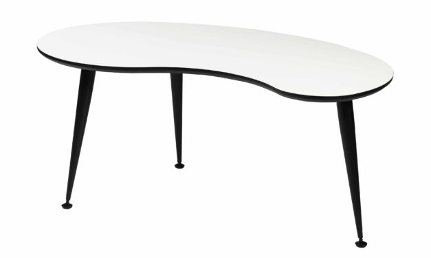 Strike sofabord – Hvidt træ, stel af sort rustfrit stål