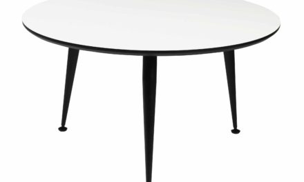 Strike sofabord – Hvidt træ, sort stål stel, rundt (Ø:85)