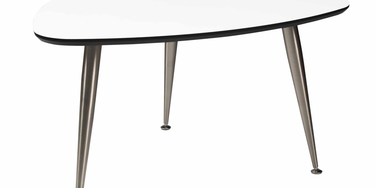 Strike sofabord – Hvidt træ, stål stel, trekantet