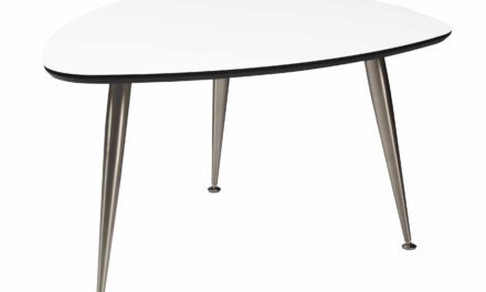 Strike sofabord – Hvidt træ, stål stel, trekantet