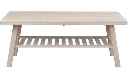 Brooklyn sofabord – hvidpigmeneteret eg m. 1 hylde (130×75)