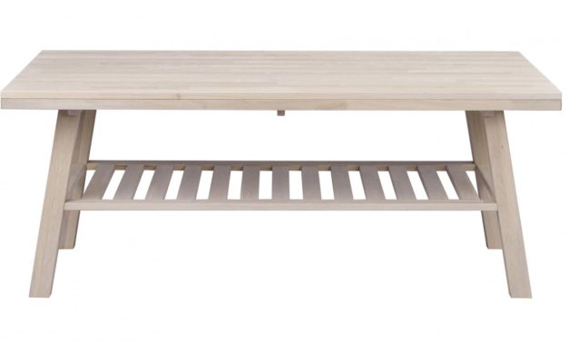 Brooklyn sofabord – hvidpigmeneteret eg m. 1 hylde (130×75)