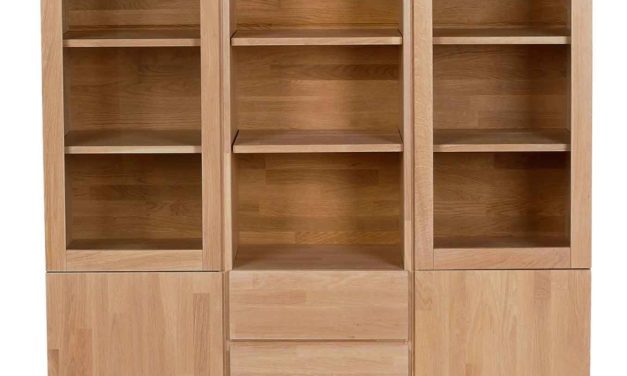 Brooklyn vitrineskab – børstet eg, m. 4 låger og 2 skuffer