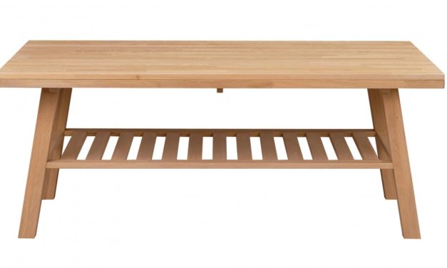 Brooklyn sofabord – børstet eg m. 1 hylde (130×75)