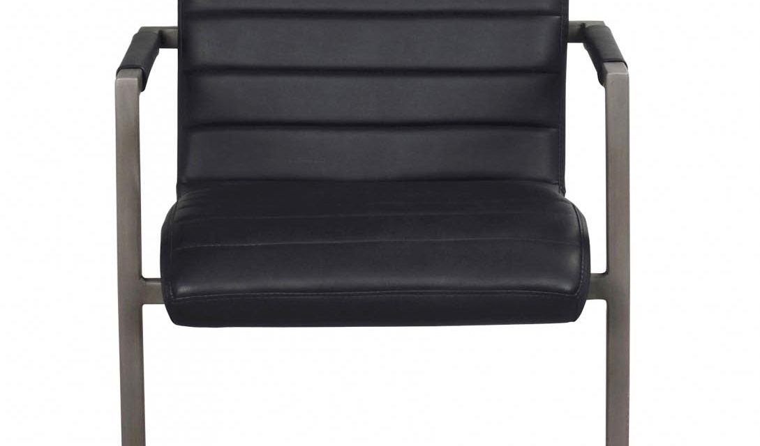 Clive spisebordsstol – sort PU læder og gråt stål