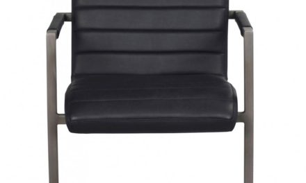 Clive spisebordsstol – sort PU læder og gråt stål