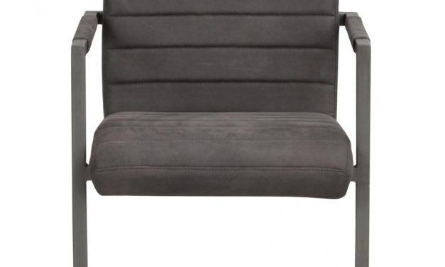 Clive spisebordsstol – mat mørkegråt PU læder og gråt stål