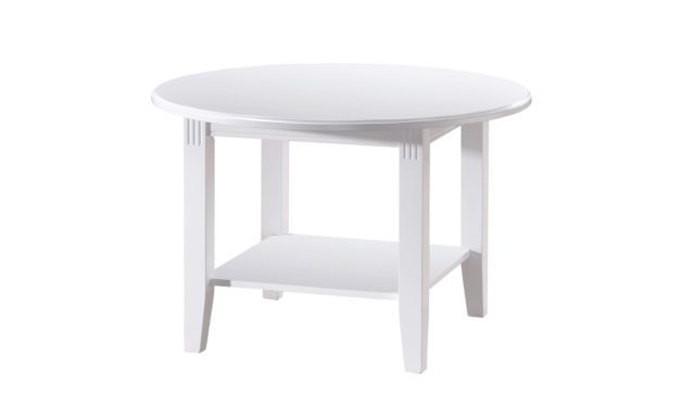 Wittskar sofabord – Hvidt træ, m. 1 hylde, rundt (Ø:80)