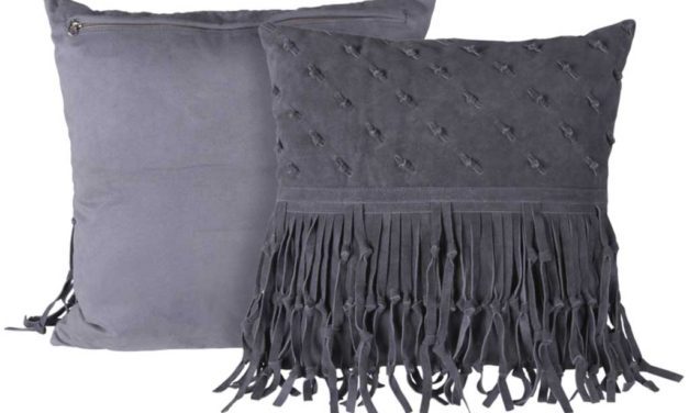 CANETT Rosi pude – mørkegrå ruskind, håndlavet