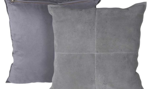 CANETT Rosi pude – lysegrå ruskind, håndlavet