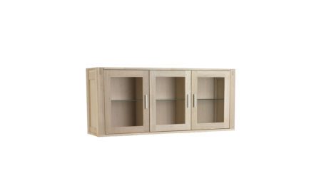 Texas væghængt vitrine m. tre låger i sæbebehandlet eg