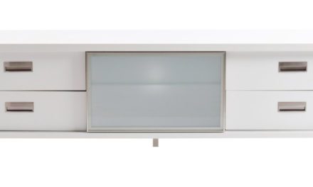 Mercury TV-bænk – hvid, m. 1 skydelåge og 4 skuffer