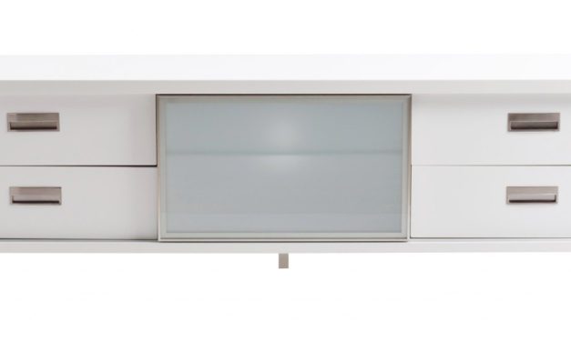 Mercury TV-bænk – hvid, m. 1 skydelåge og 4 skuffer