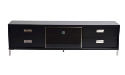 Mercury TV-bænk – sort, m. 1 skydelåge og 4 skuffer
