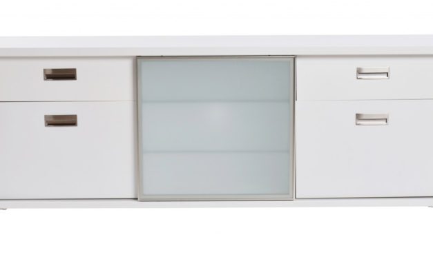 Mercury TV-bænk – hvid, m. 1 skydelåge og 4 skuffer