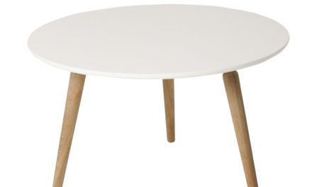 Cappuccino sofabord – hvid/eg, rund (Ø80, H50)