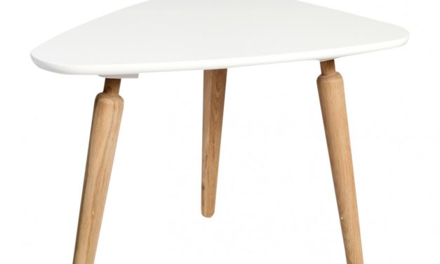 Cappuccino sofabord – hvid/eg, trekantet (L67, H50)