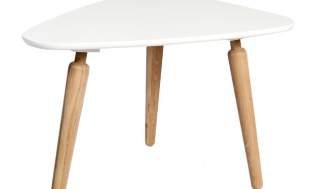 Cappuccino sofabord – hvid/eg, trekantet (L67 H45)