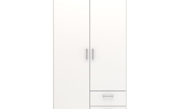 Space garderobeskab hvid 2 låger 3 skuffer