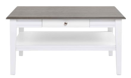 Viktoria sofabord – Hvidt og gråt træ, m. skuffe, 100×100