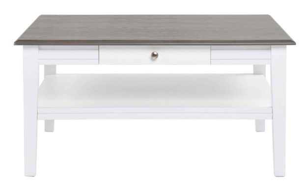Viktoria sofabord – Hvidt og gråt træ, m. skuffe, 100×100