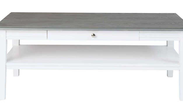 Viktoria sofabord – Hvidt og gråt træ, m. skuffe, 130×70