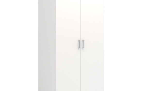 Space garderobeskab hvid 2 låger 5 hylder
